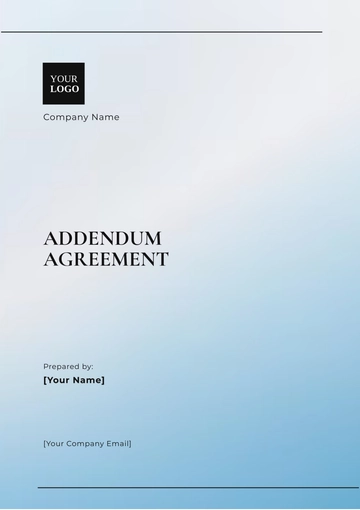 Free Agreement Addendum Template to Edit Online