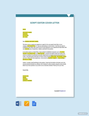 Script Editor Cover Letter