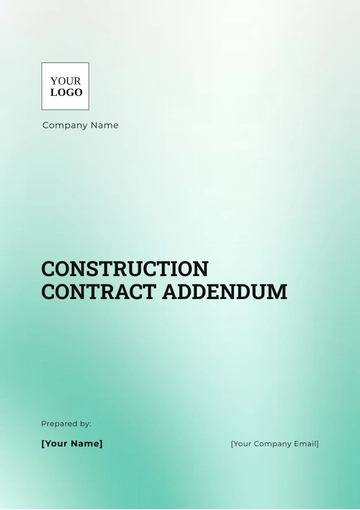 Free Construction Contract Addendum Template to Edit Online
