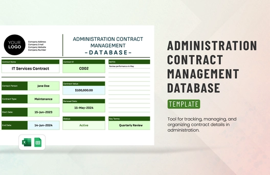 Administration Contract Management Database Template