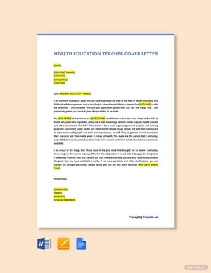Health Education Teacher Cover Letter