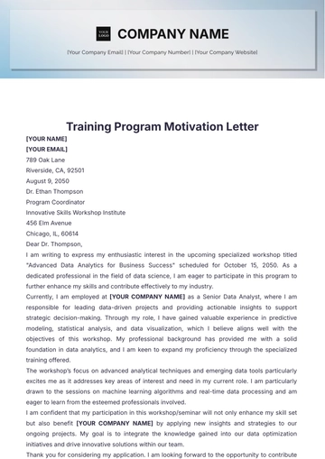 Free Training Program Motivation Letter Template to Edit Online