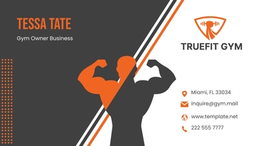 Free Gym Owner Business Card Template to Edit Online