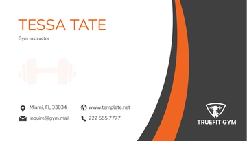 Free Gym Instructor Business Card Template to Edit Online
