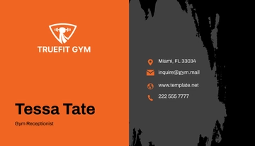 Free Gym Receptionist Business Card Template to Edit Online