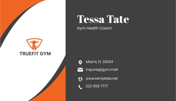 Free Gym Health Coach Business Card Template to Edit Online