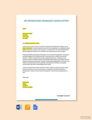 HR Operations Manager Cover Letter