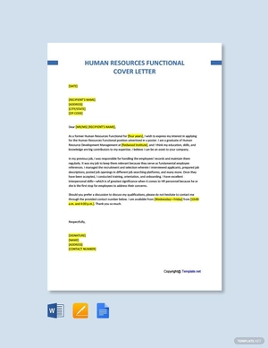 Human Resources Functional Cover Letter