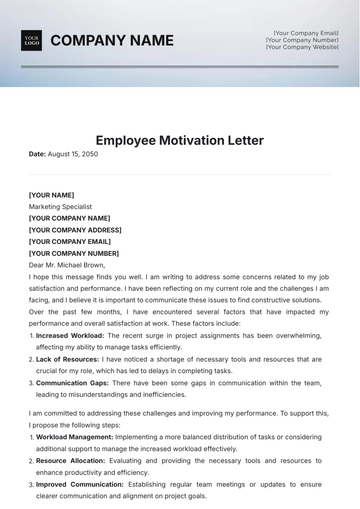 Free Employee Motivation Letter Template to Edit Online