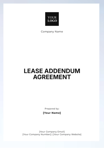 Free Lease Addendum Agreement Template to Edit Online