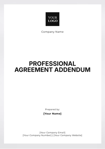 Free Professional Agreement Addendum Template to Edit Online