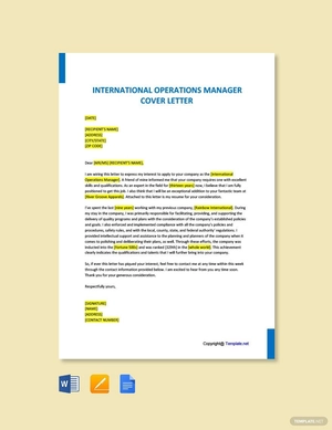 International Operations Manager Cover Letter Template