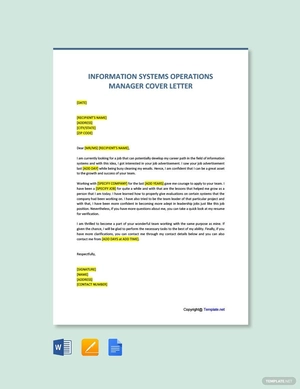Information Systems Operations Manager Cover Letter