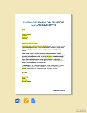 Information Technology Operations Manager Cover Letter