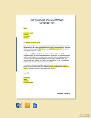 Key Account Sales Manager Cover Letter