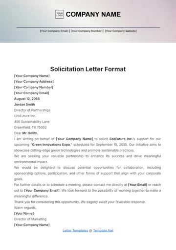 Free Solicitation Letter Format Template to Edit Online