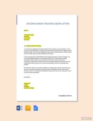 Second Grade Teacher Cover Letter