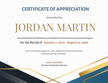 Free Blank Volunteer Certificate Template to Edit Online