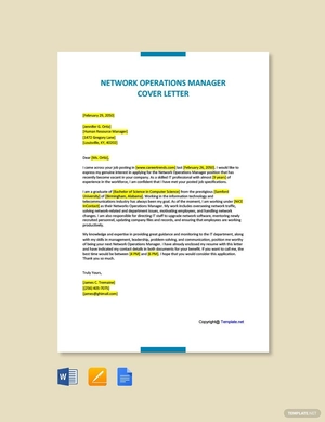 Network Operations Manager Cover Letter Template