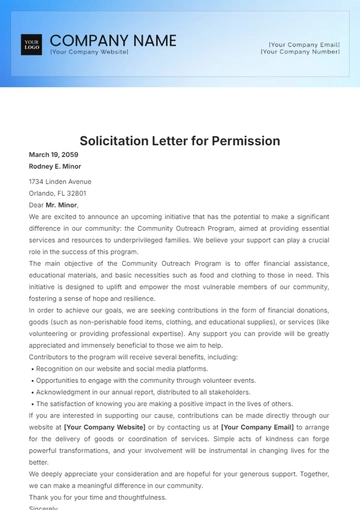 Free Solicitation Letter for Permission Template to Edit Online
