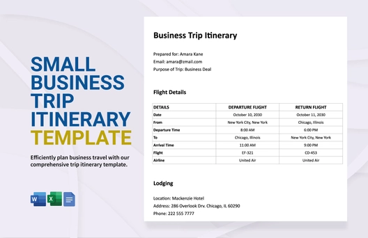 Small Business Trip Itinerary Template