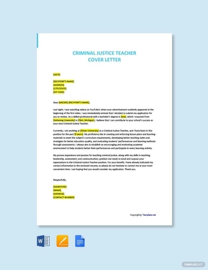 Criminal Justice Teacher Cover Letter