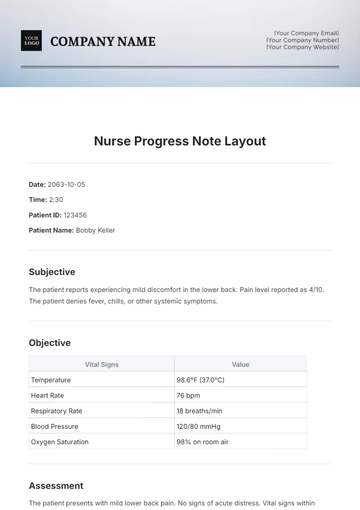 Free Nurse Progress Note Layout Template to Edit Online