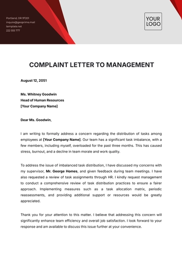 Free Complaint Management Letter Template to Edit Online