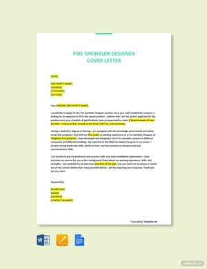 Fire Sprinkler Designer Cover Letter