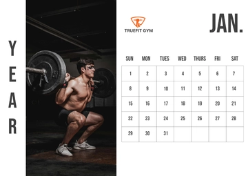 Free Gym Yearly Calendar Template to Edit Online