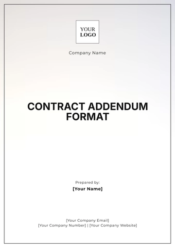 Free Contract Addendum Format Template to Edit Online