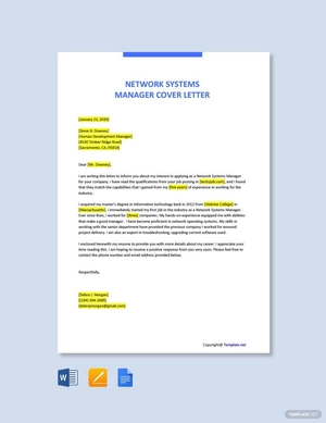 Network Systems Manager Cover Letter