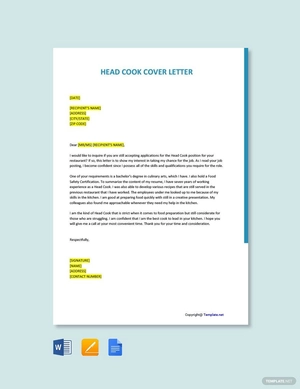 Head Cook Cover Letter