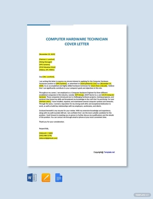 Computer Hardware Technician Cover Letter