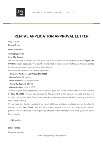 Free Rental Application Approval Letter Template to Edit Online
