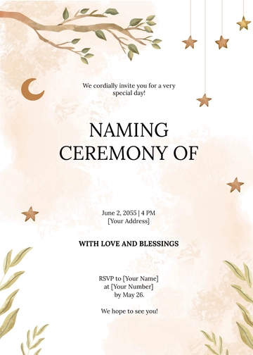 Free Rustic Baby Naming Invitation Template to Edit Online
