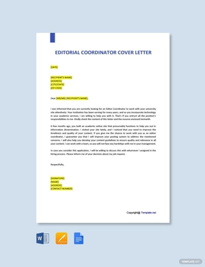 Editorial Coordinator Cover Letter