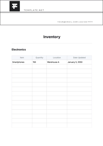 Free Inventory Template to Edit Online