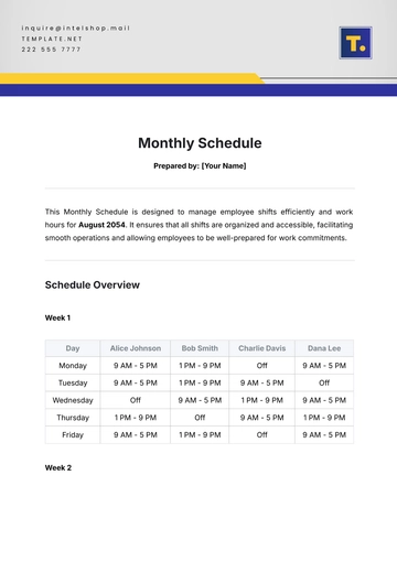 Free Monthly Schedule Template to Edit Online