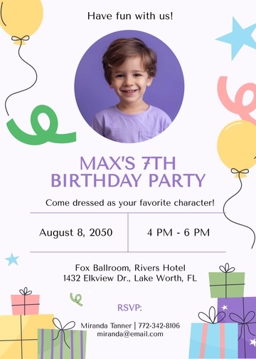 Free Kids Birthday Invitation Template to Edit Online