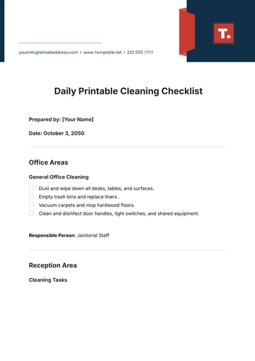 Free Printable Cleaning Checklist Template to Edit Online | Template.net