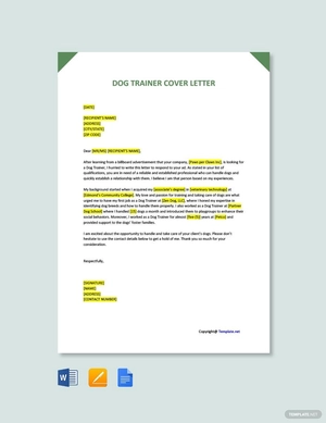 Dog Trainer Cover Letter