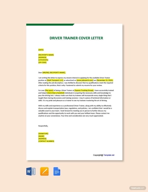 Driver Trainer Cover Letter
