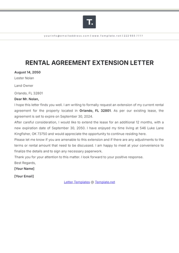 Free Rental Agreement Extension Letter Template to Edit Online
