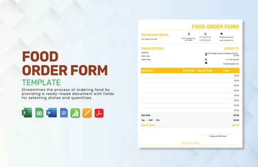 Food Order Form Template