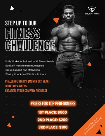 Free Gym Fitness Challenge Flyer Template to Edit Online