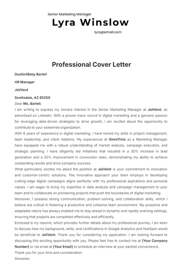 Free Professional Cover Letter Template to Edit Online