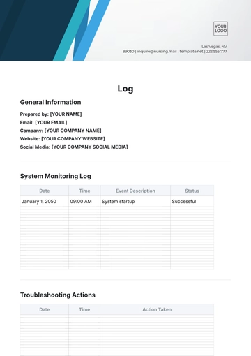 Free Log Template to Edit Online