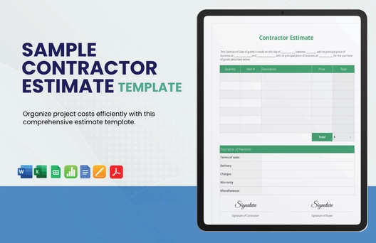 Sample Contractor Estimate Template