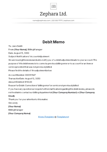 Free Debit Memo Template to Edit Online